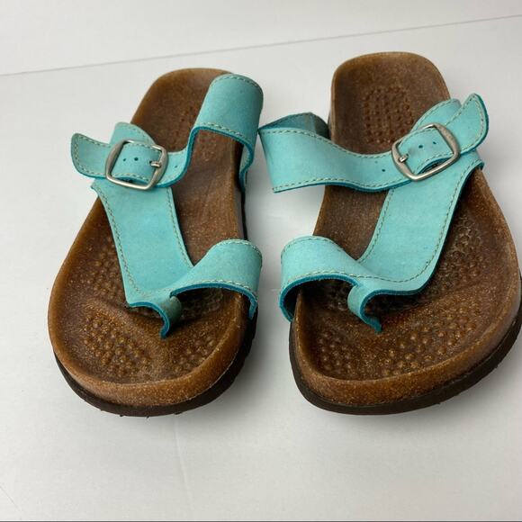 Aqua Leather Comfort Bed Toe Sandal Women’s Size 7 W - Picture 14 of 14